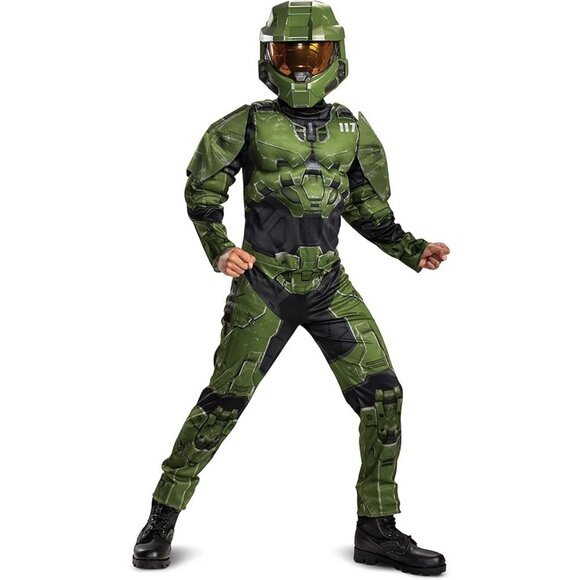 Halo NWT Boys' M (8) Master Chief Costume Halloween Outfit With Mask - Picture 2 of 8